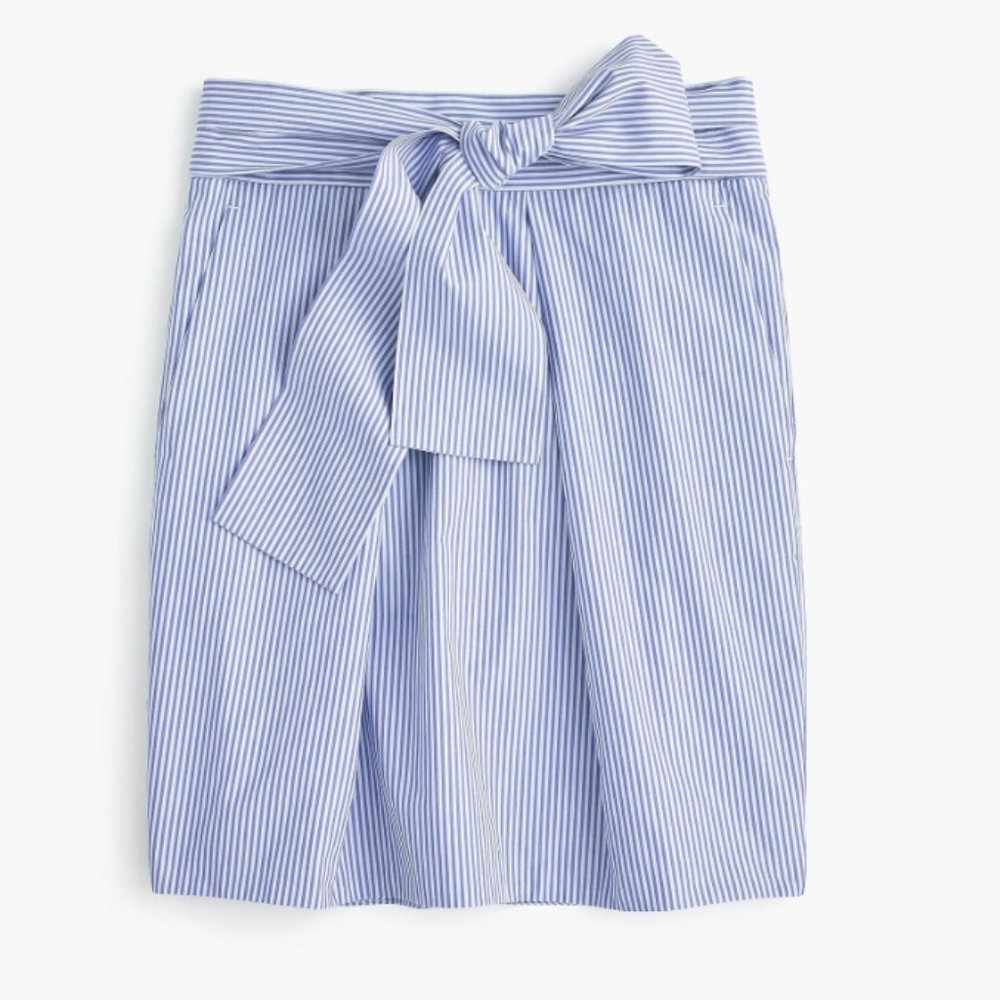 J Crew striped mini skirt with tie belt
